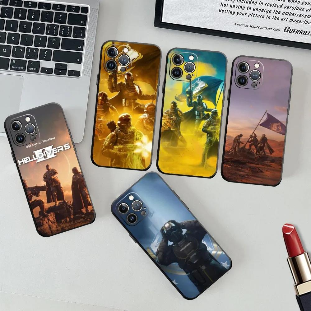 hot game A-Helldivers 2  Phone Case For iPhone 15 14 13 12 11 X XR XS XSMAX 8 7 Plus Mini Pro Max Soft Black Phone C
